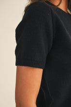 Load image into Gallery viewer, Black - Short Sleeve Crew Neck Sweater