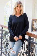 Load image into Gallery viewer, Black - V Neck Knit Top - Regular &amp; Plus Sizes