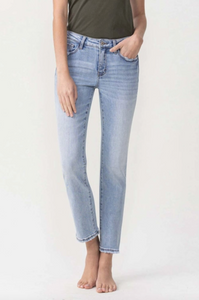 Mid Rise Slim Straight Cropped Jeans