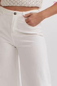 High Waist Wide Leg Pants - White - Regular & Plus Sizes