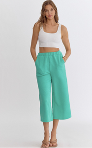 Textured Wide Leg Pants - Mint