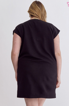 Load image into Gallery viewer, Textured Round Neck Dress - Black - Plus Size - ONLY 1 SIZE Left!  Size 1X