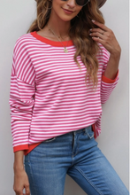 Load image into Gallery viewer, Madelynn Striped Drop Shoulder Sweater