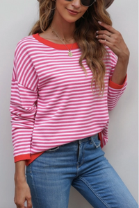 Madelynn Striped Drop Shoulder Sweater