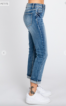 Load image into Gallery viewer, PETITE High Rise Straight Fit Jeans with Cuffed Hem