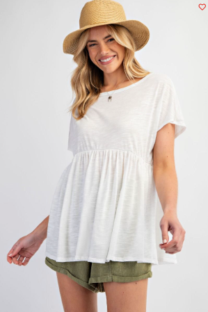 Off White - Cotton Slub Tunic Top