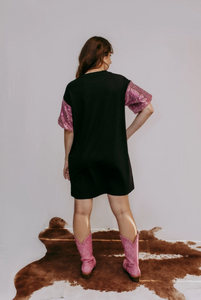 Sparkle Cactus Sequin Embroidered Tee Dress