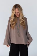 Load image into Gallery viewer, Mocha - Love It Round Neckline Textured Top