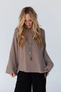 Mocha - Love It Round Neckline Textured Top