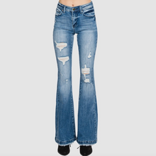 Load image into Gallery viewer, PETITE Mid Rise Stretch Flare Jeans