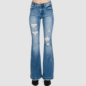 PETITE Mid Rise Stretch Flare Jeans