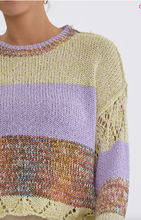 Load image into Gallery viewer, Colorblock Sweater with Crochet Detail