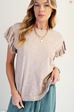 Load image into Gallery viewer, Mushroom - Wing Sleeves Cotton Slub Mineral Washed Knit Top