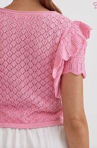 Knit Round Neck Sweater - Candy Pink