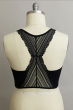 Load image into Gallery viewer, Black - Seamless Front Lace Racerback Bralette - Plus Size