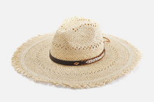 Load image into Gallery viewer, Claudia Wide Brim Straw Hat with Frayed Edge - Available in 2 Colors