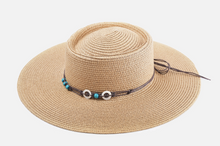 Load image into Gallery viewer, Brianna Wide Brim Boater Hat with Beaded Trim