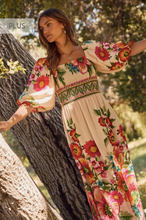 Load image into Gallery viewer, Floral Border Printed Maxi Dress - Ecru Multi