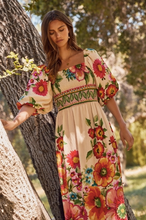 Load image into Gallery viewer, Floral Border Printed Maxi Dress - Ecru Multi
