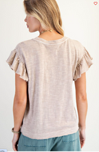 Load image into Gallery viewer, Mushroom - Wing Sleeves Cotton Slub Mineral Washed Knit Top
