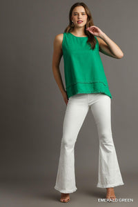 Emerald Green - Linen Blend Sleeveless Top