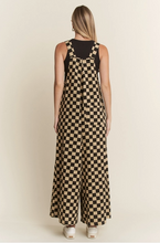 Load image into Gallery viewer, Checkered WIde Leg Overalls - Black/Mocha - Regular &amp; Plus Sizes