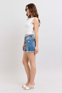 Judy Blue High Waist Vintage Wash Shorts with Fray Hem
