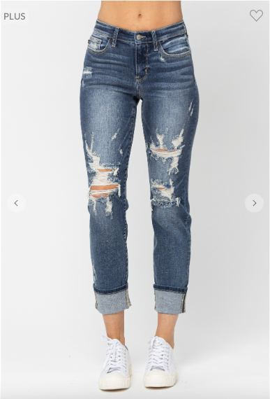 Mid Rise Boyfriend Jeans - Plus Size