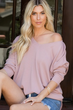 Load image into Gallery viewer, Dusty Mauve - V Neck Knit Top - Regular &amp; Plus Sizes