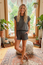 Load image into Gallery viewer, Polka Dot Short Sleeve Top and Shorts Set - Charcoal Gray