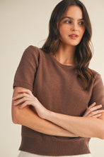 Load image into Gallery viewer, Mocha - Short Sleeve Crew Neck Sweater