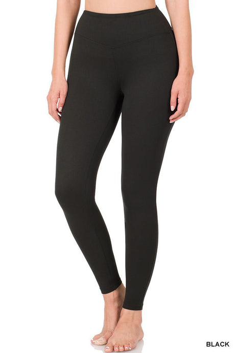 Premium Microfiber Wide Waistband Leggings - Available in Black and Brown