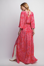 Load image into Gallery viewer, Pink Drink - Leaf Printed Laura Linen Maxi Dress