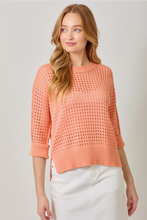 Load image into Gallery viewer, Coral - Open Stitch High Low Sweater