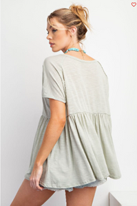 Dusty Sage - Cotton Slub Tunic Top