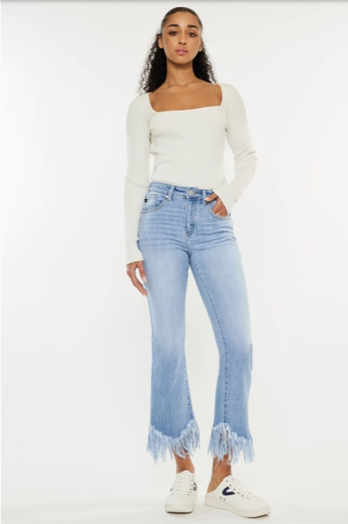 High Rise Crop Bootcut Jeans