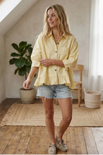 Load image into Gallery viewer, Ruffle Hem Button Front Poplin Top - Baby Yellow
