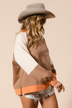 Load image into Gallery viewer, French Terry Color Block Top - Camel/Apricot