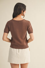 Load image into Gallery viewer, Mocha - Short Sleeve Crew Neck Sweater