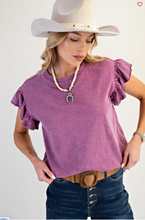 Load image into Gallery viewer, Orchid - Wing Sleeves Cotton Slub Mineral Washed Knit Top