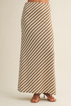 Load image into Gallery viewer, Taupe - Diagonal Striped Knitted Skirt