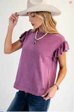 Load image into Gallery viewer, Orchid - Wing Sleeves Cotton Slub Mineral Washed Knit Top