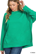 Load image into Gallery viewer, Scuba Round Neck Pullover with Side Slits - Kelly Green