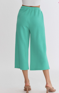 Textured Wide Leg Pants - Mint