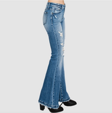 Load image into Gallery viewer, PETITE Mid Rise Stretch Flare Jeans