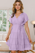 Load image into Gallery viewer, Lavender - V Neck Tiered Dress