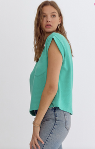 Textured Short Sleeve Top - Mint