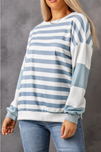 Load image into Gallery viewer, Elina Striped Pullover Sweatshirt - Regular &amp; Plus Sizes