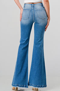 PETITE Distressed Super High Rise 70's Inspired Flare Jeans