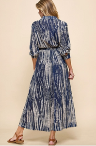 Tie Dye Maxi Dress - Navy/Taupe